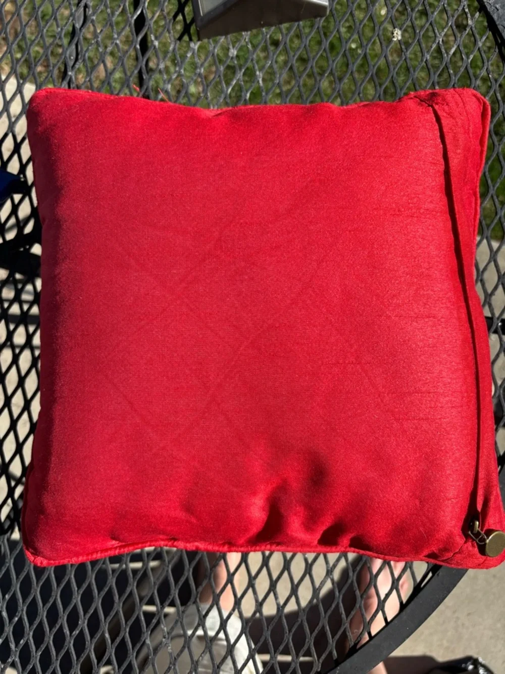 RARE Pier 1 Imports Red Gold Beaded Throw Pillow, approx 12